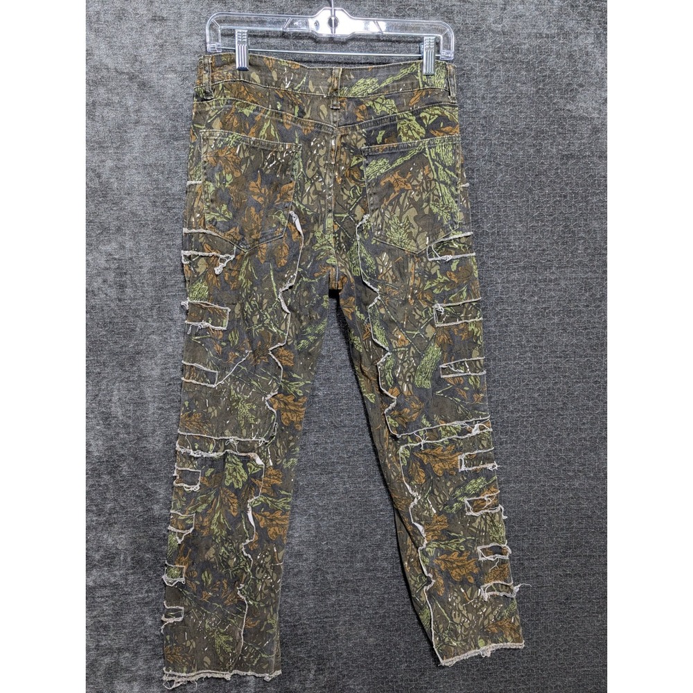 Guapi Distressed Camo Cargo Pants Patchwork Rippe… - image 1